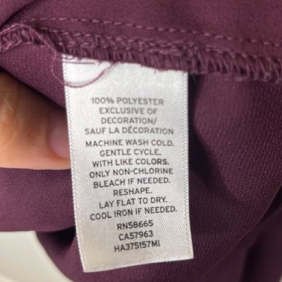 Halogen | Long Sleeve Burgundy Blouse with Lace Details | Size L - Picture 8 of 10